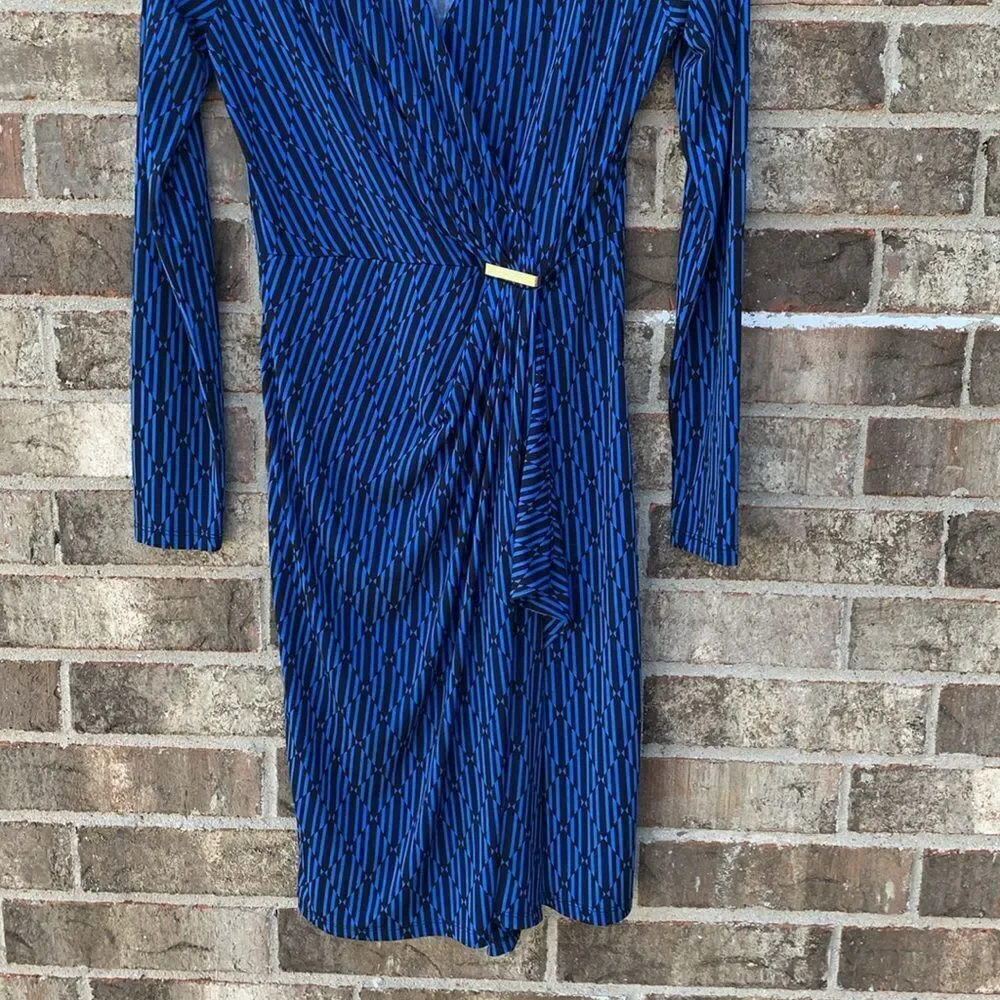 Take 50% OFF- Michael Kors Blue Ribbed Wrap Dress, Size-XS